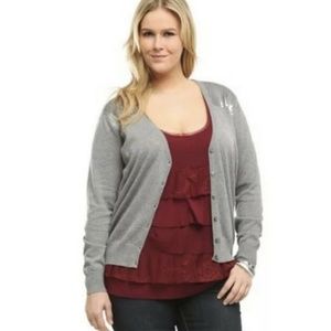 NWT Torrid 5 Gray Sequin Yoke Cardigan Sweater